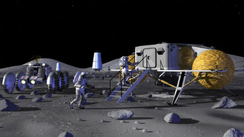 Lunární základna zatím jen v představách malíře. Credit: NASA